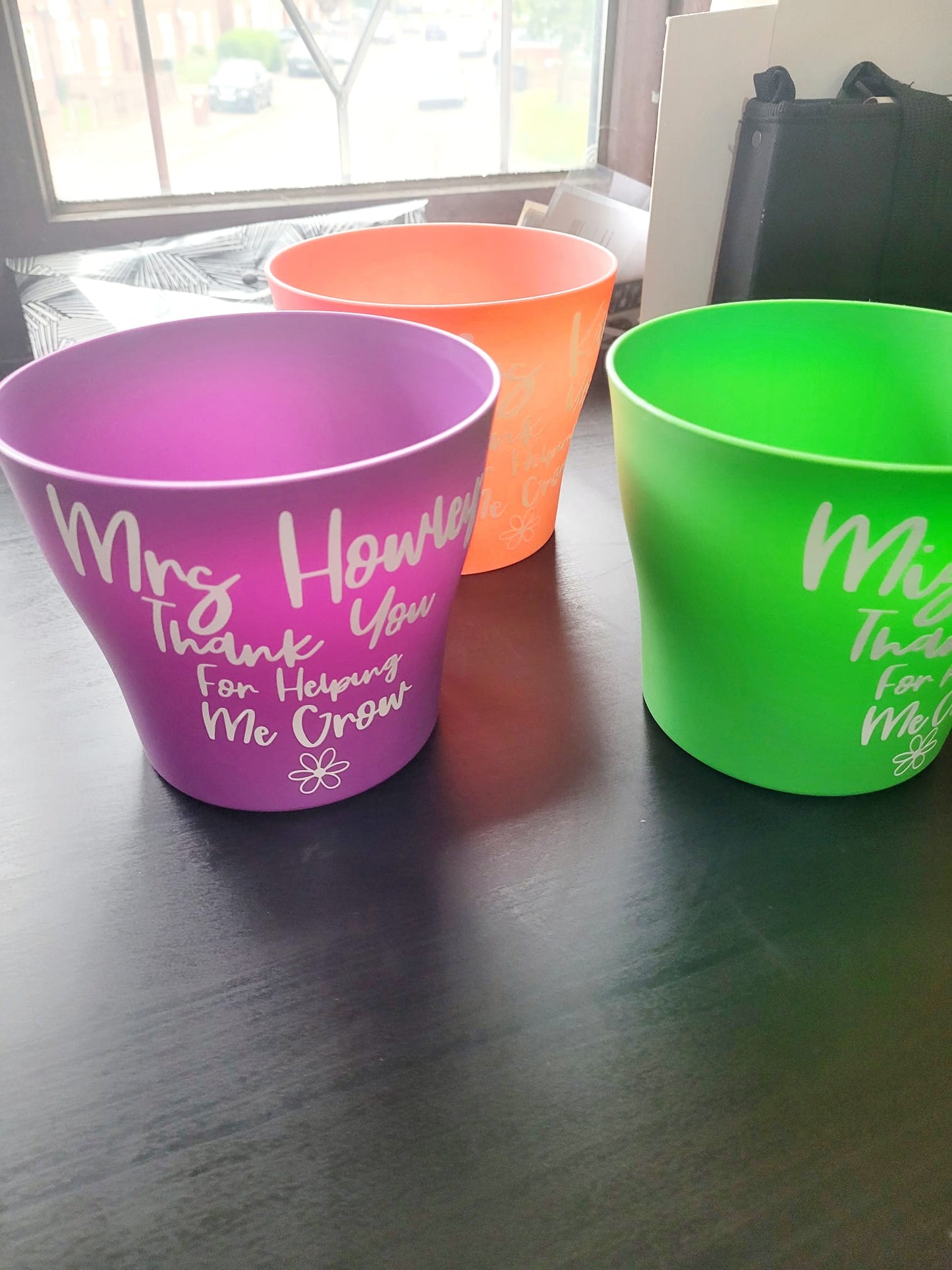 Personalised plant pots, teacher gift