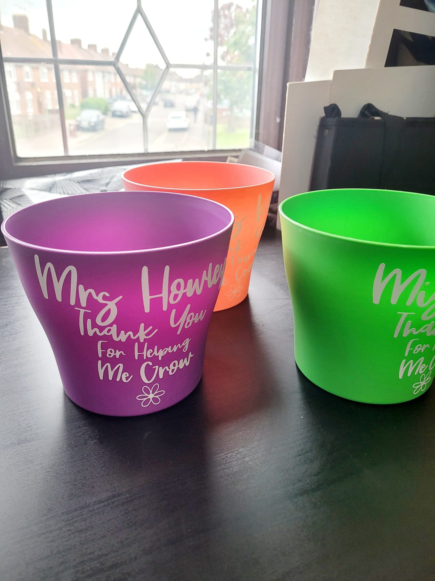 Personalised plant pots, teacher gift