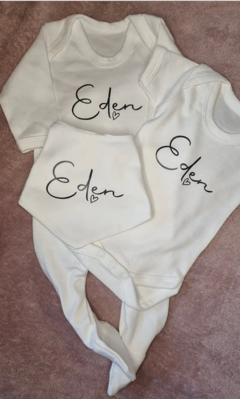 Personalised Romper, Vest & Bib Set