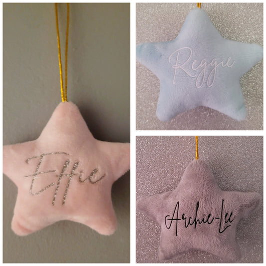 Personalised Christmas star tree decoration