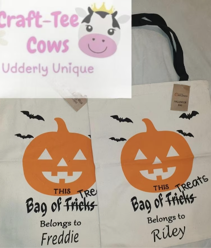 Halloween personalised trick or treat bag