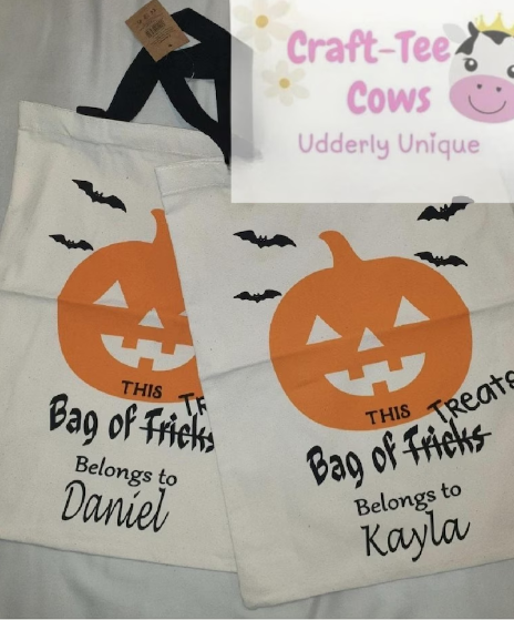 Halloween personalised trick or treat bag